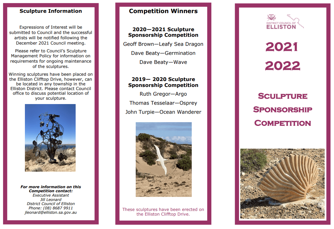 2021 2022 SCULPTURE SPONSORSHIP COMPETITION ELLISTON Elliston